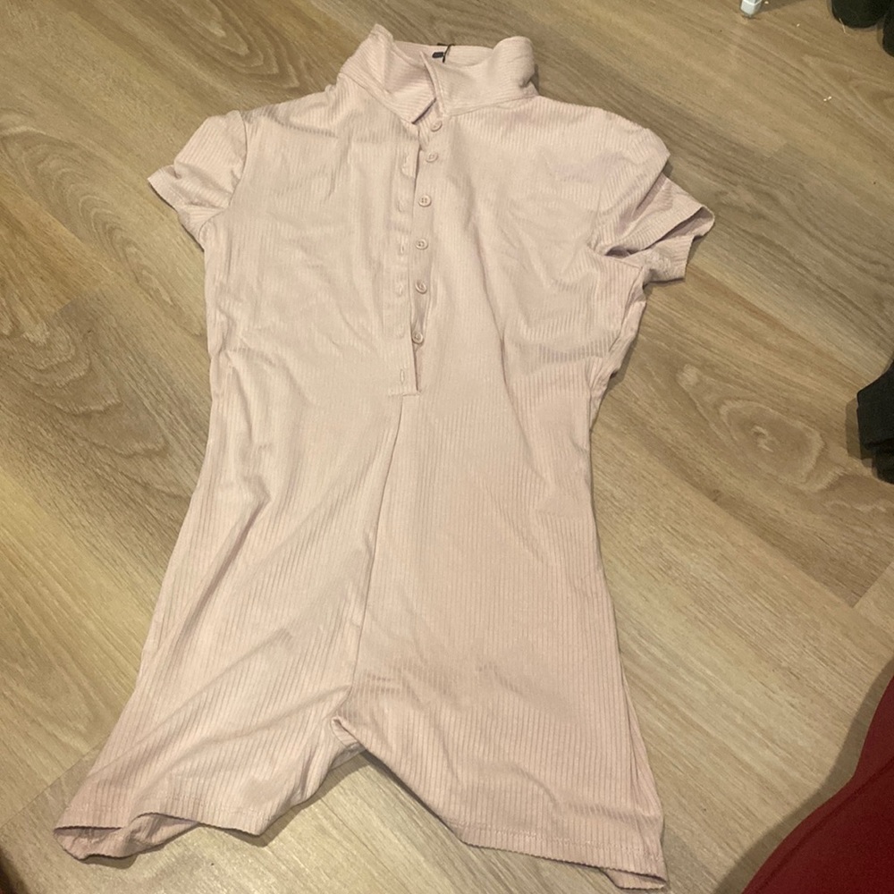 Tan collard jumpsuit / romper - NWT